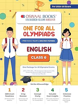 Oswaal One For All Olympiad English For Class 6- Latest for 2024-25 Session