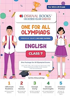 Oswaal One For All Olympiad English For Class 7- Latest for 2024-25 Session