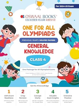 Oswaal One For All Olympiad General Knowledge For Class 4 - Latest for 2024-25 Session