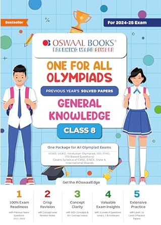 Oswaal One For All Olympiad General Knowledge For Class 8 - Latest for 2024-25 Session