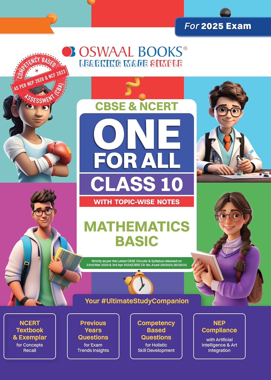 Oswaal CBSE & NCERT One for all Mathematics (Basic) with Topic-Wise Notes Class 10 For 2025 Examination (Paperback)