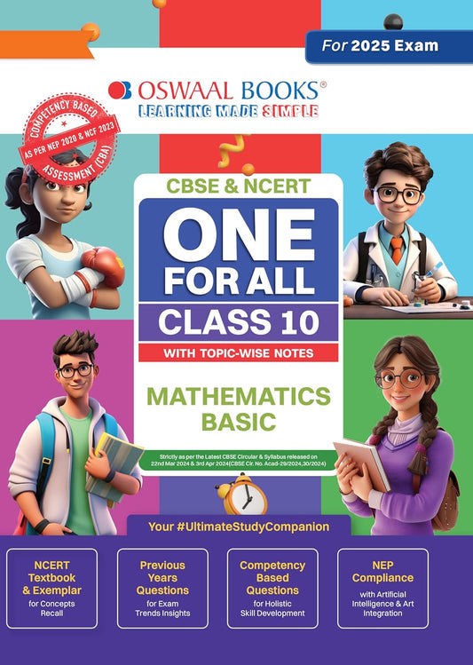 Oswaal CBSE & NCERT One for all Mathematics (Basic) with Topic-Wise Notes Class 10 For 2025 Examination (Paperback)