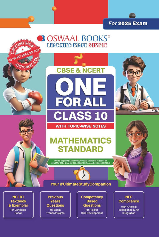 Oswaal CBSE & NCERT One for all Mathematics (Standard) with Topic-Wise Notes Class 10 For 2025 Examination (Paperback)