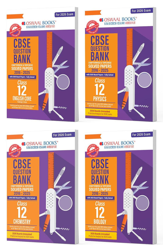 Oswaal CBSE Question Bank English, Physics, Chemistry & Biology For Class 12 - Set of 4 Books - For 2026 Board Exams