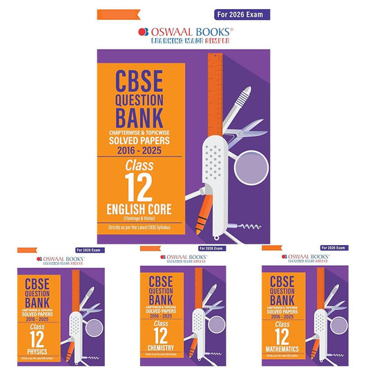 Oswaal CBSE Question Bank English, Physics, Chemistry & Mathematics For Class 12 - Set of 4 Books - For 2026 Board Exams
