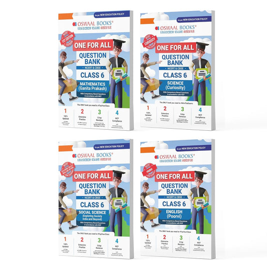 Oswaal CBSE & NCERT One for All Question Bank Math's, Science, Social Science & English - Set of 4 books - for Class 6 I Latest for 2026 Exam
