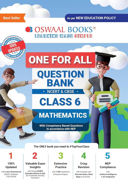 Oswaal CBSE & NCERT One for All  Question Bank Mathematics For Class 6 - For 2025 Examination