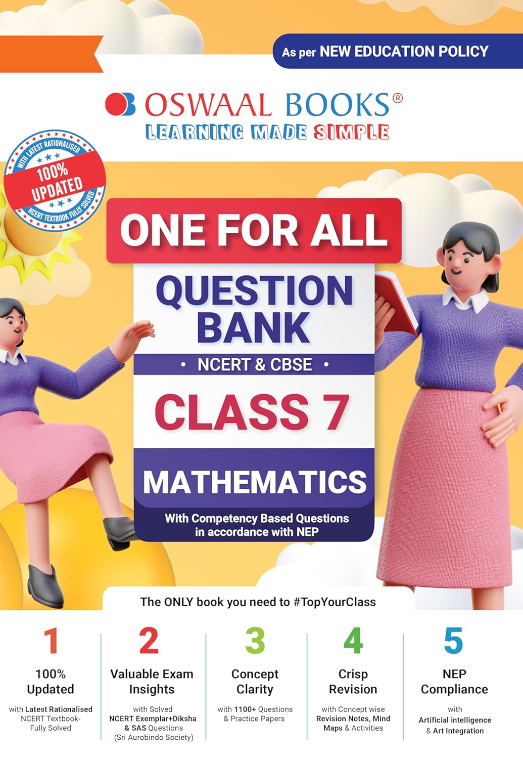 Oswaal CBSE & NCERT One for All Question Bank Mathematics For Class 7 - For 2025 Examination