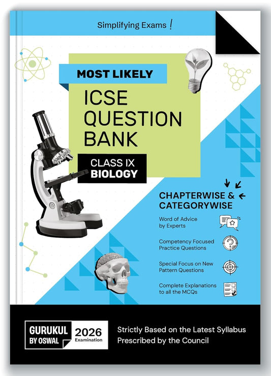 Oswal Gurukul Most Likely ICSE Biology Question Bank Class 9 for examination 2026. Paperback