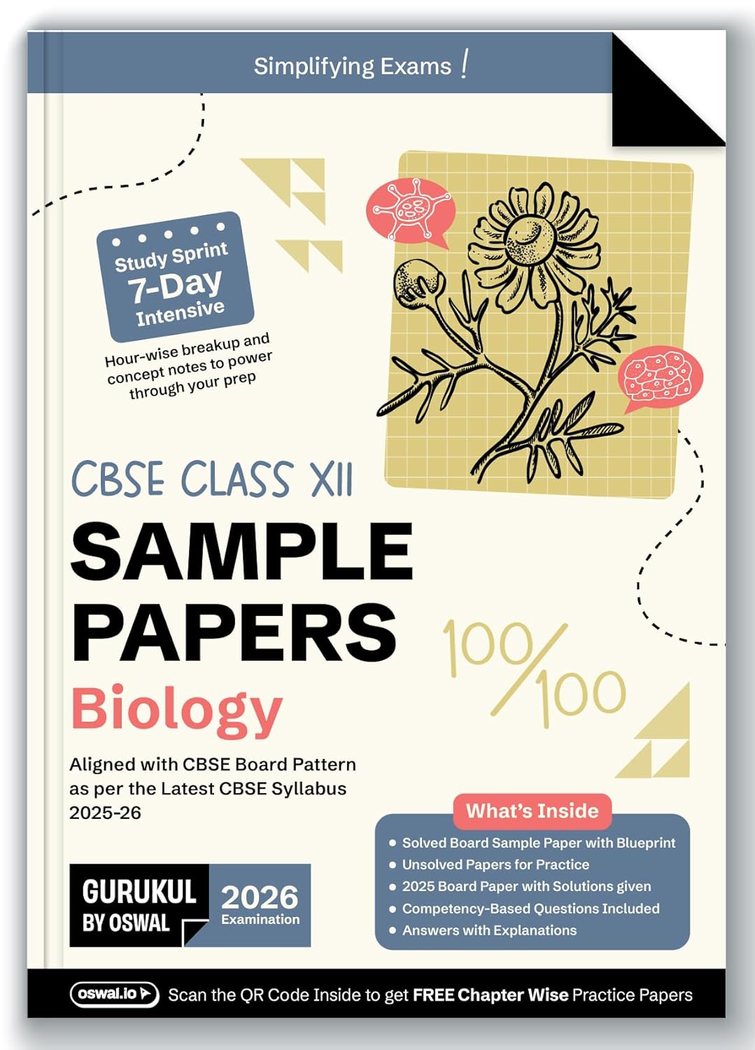 Oswal Gurukul CBSE Sample Question Papers Physics, Chemistry, Biology and Mathematics for Class 12 - Set of 4 Books - Latest for 2026 Examination