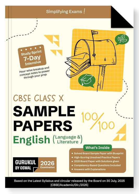 Oswal Gurukul CBSE Sample Question Papers English (Language & Literature) for Class 10 - Latest for 2026 Examination