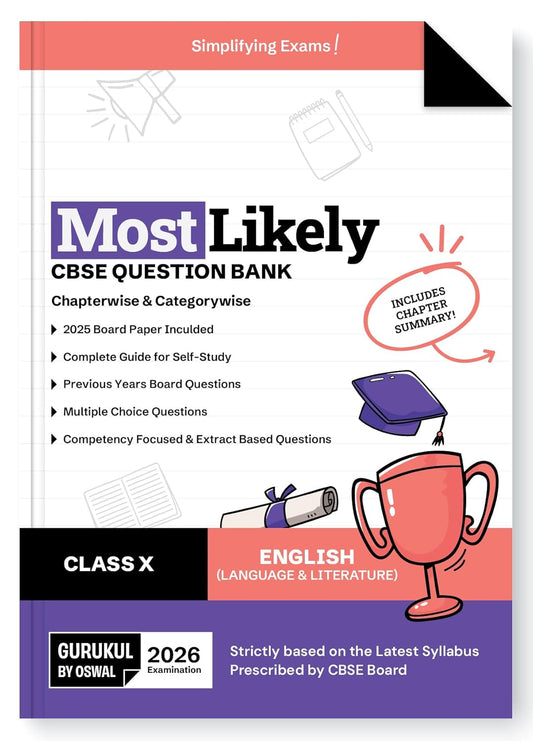 Oswal Gurukul English (Language & Literature) Most Likely CBSE Question Bank Class 10 for 2026. Paperback