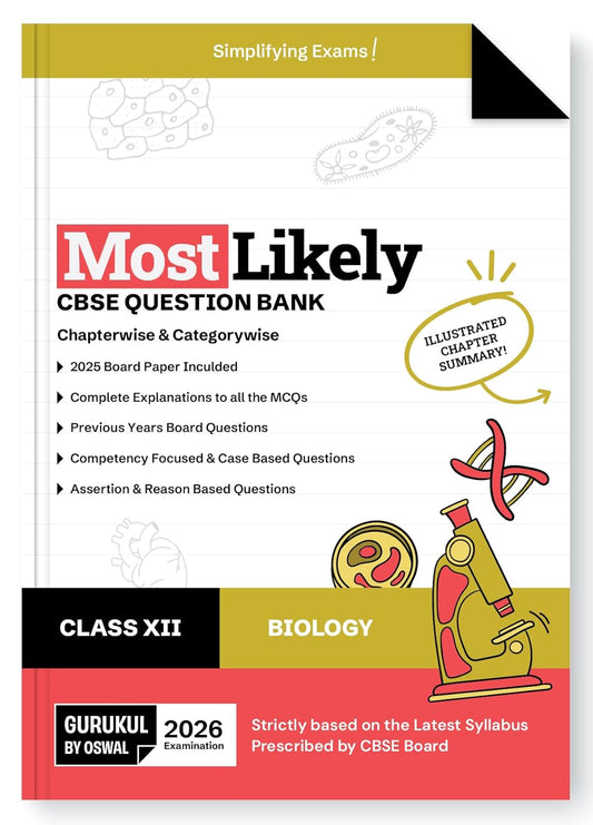 Oswal Gurukul Biology Most Likely CBSE Question Bank Class 12 for 2026. Paperback