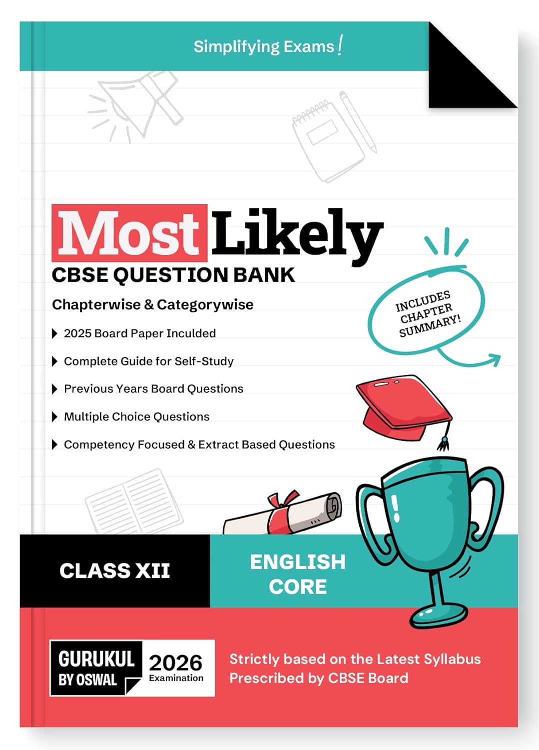 Oswal Gurukul English Core Most Likely CBSE Question Bank Class 12 for 2026. Paperback