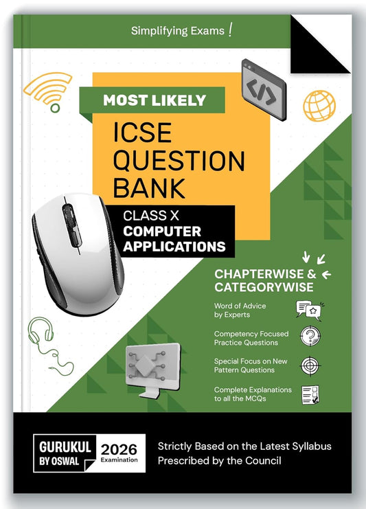 Oswal Gurukul ICSE Computer Applications Question Bank Class 10 for examination 2026. Paperback