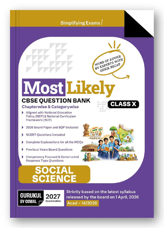 Oswal Gurukul Social Science Most Likely CBSE Question Bank Class 10 - Latest for 2027 Session