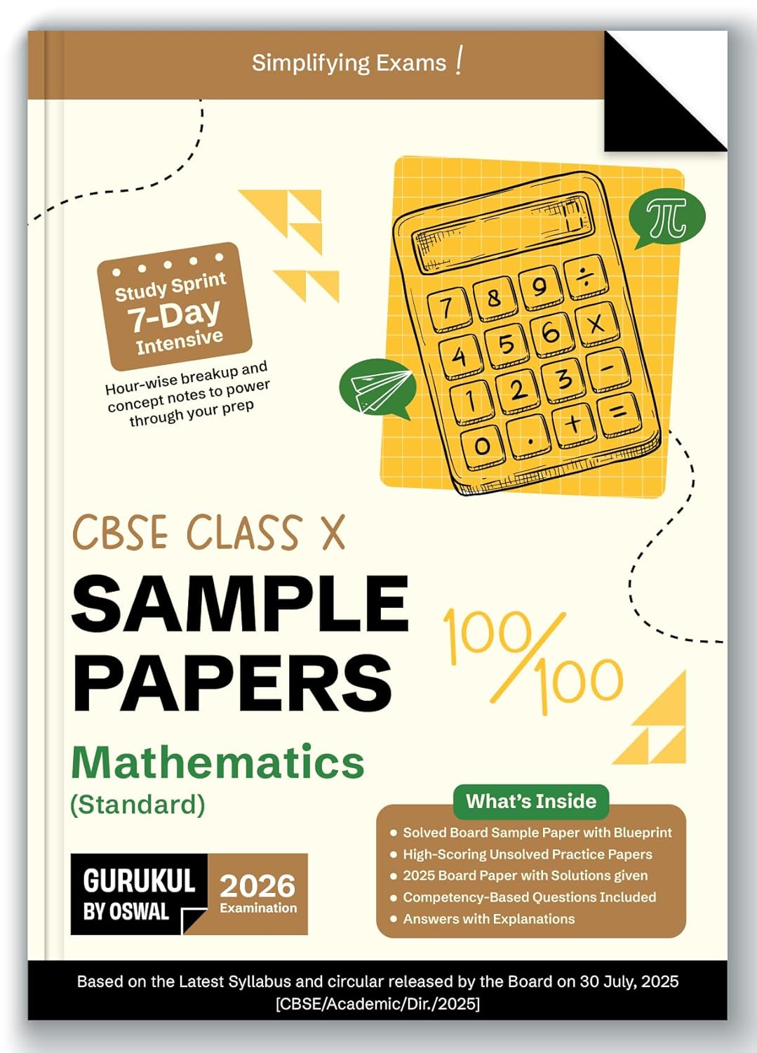 Oswal Gurukul CBSE Sample Question Papers Mathematics (Standard) for Class 10 - Latest for 2026 Examination