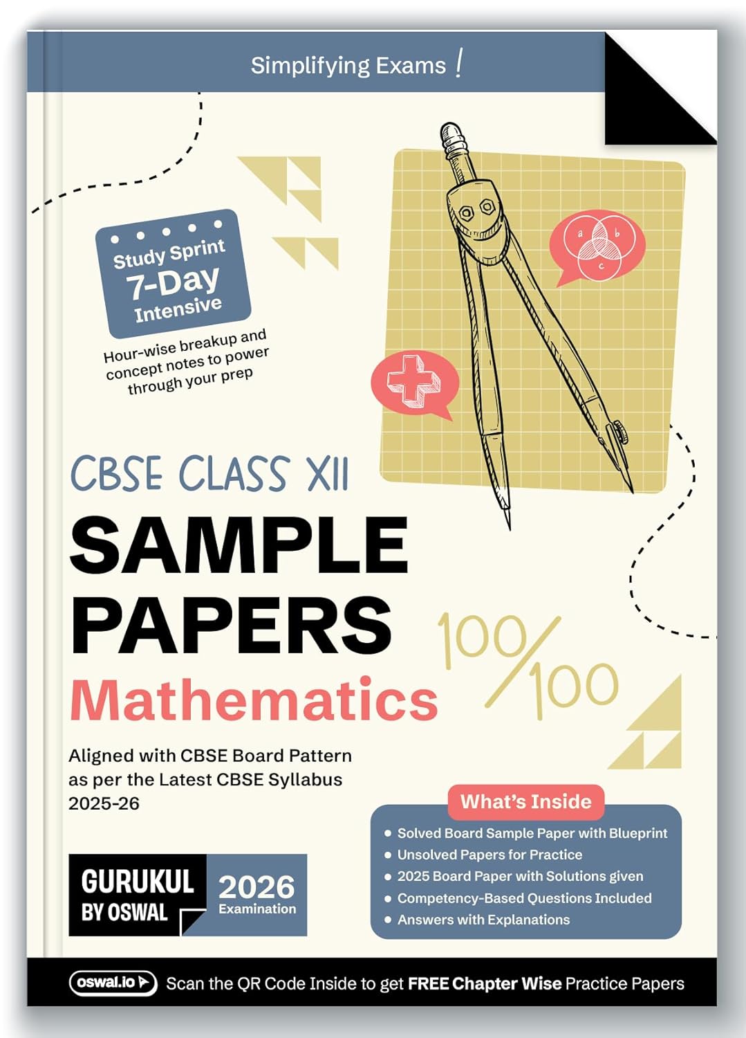 Oswal Gurukul CBSE Sample Question Papers Physics, Chemistry, Biology and Mathematics for Class 12 - Set of 4 Books - Latest for 2026 Examination