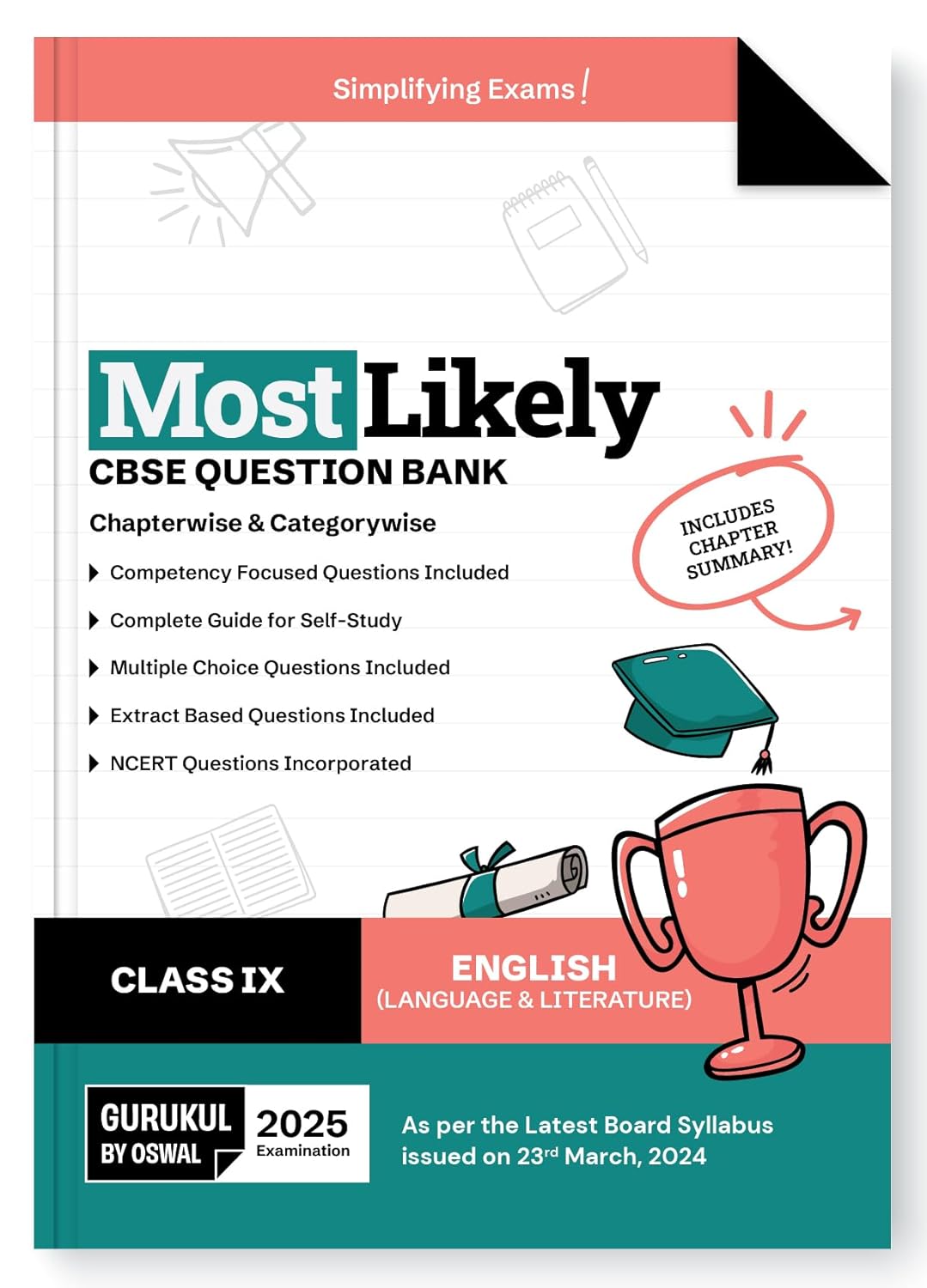 Oswal Gurukul English (Language & Literature) Most Likely CBSE Question Bank Class 9 for 2025. Paperback