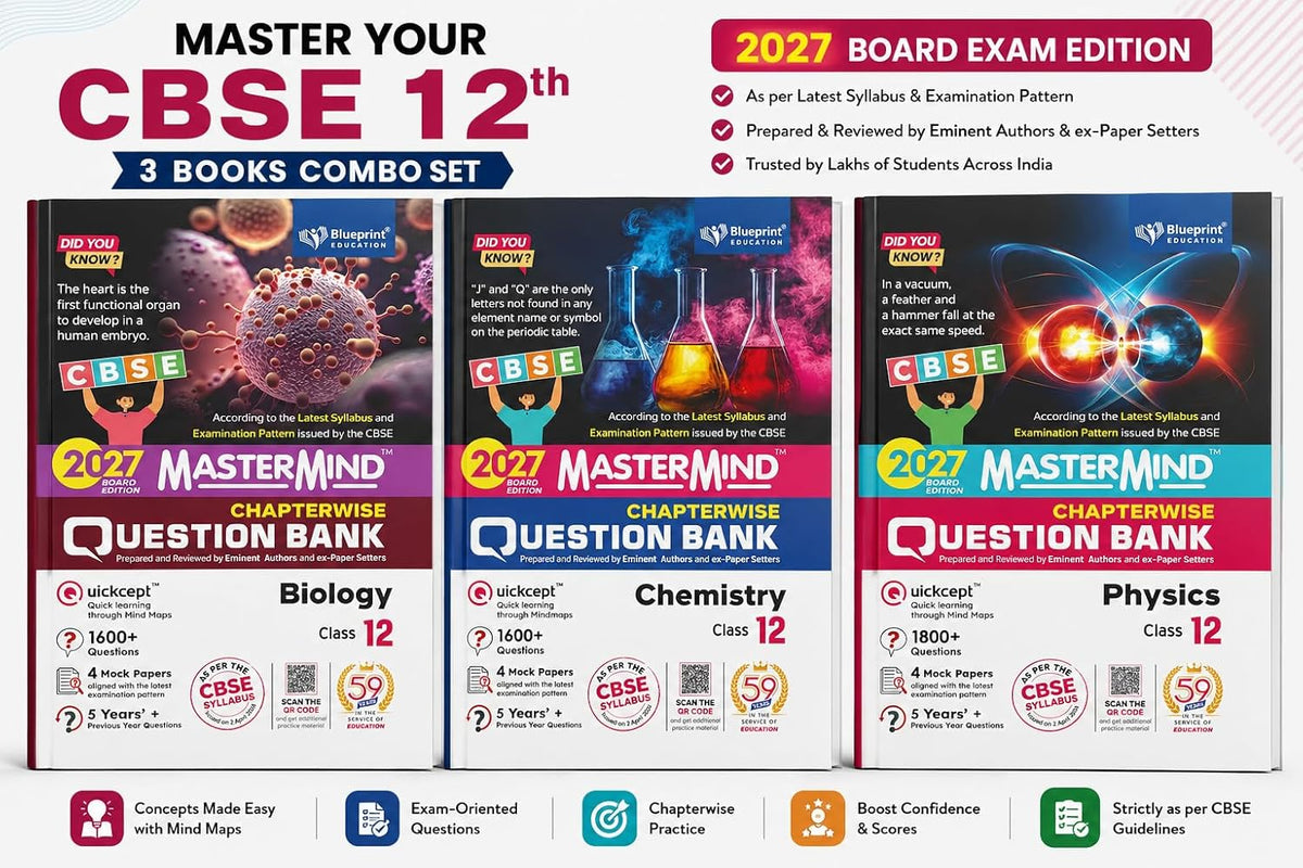 Blueprint - Mastermind Question Bank Class 12 - Physics, Chemistry and Biology. Set of 3 Books for 2027 Examination - Paperback