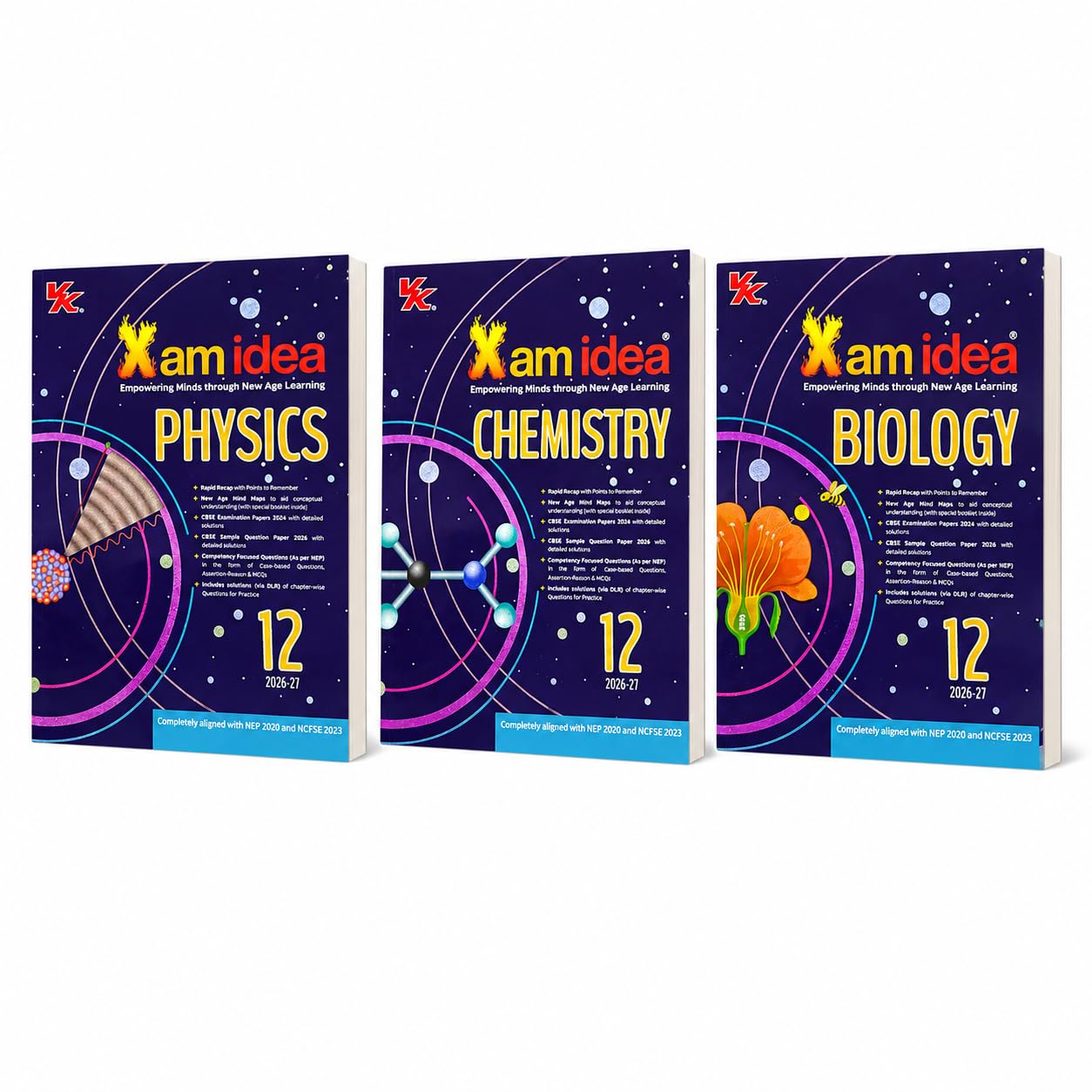 Xam Idea Physics, Chemistry & Biology Class 12 - Set of 3 Books _ Mind Maps | Solved NCERT | Solved PYQs | MCQs, A-R, Case-based, VSA, SA, LA Questions | Solved 2026 CBSE Examination & Sample Papers - Latest for 2026-27 Examinations