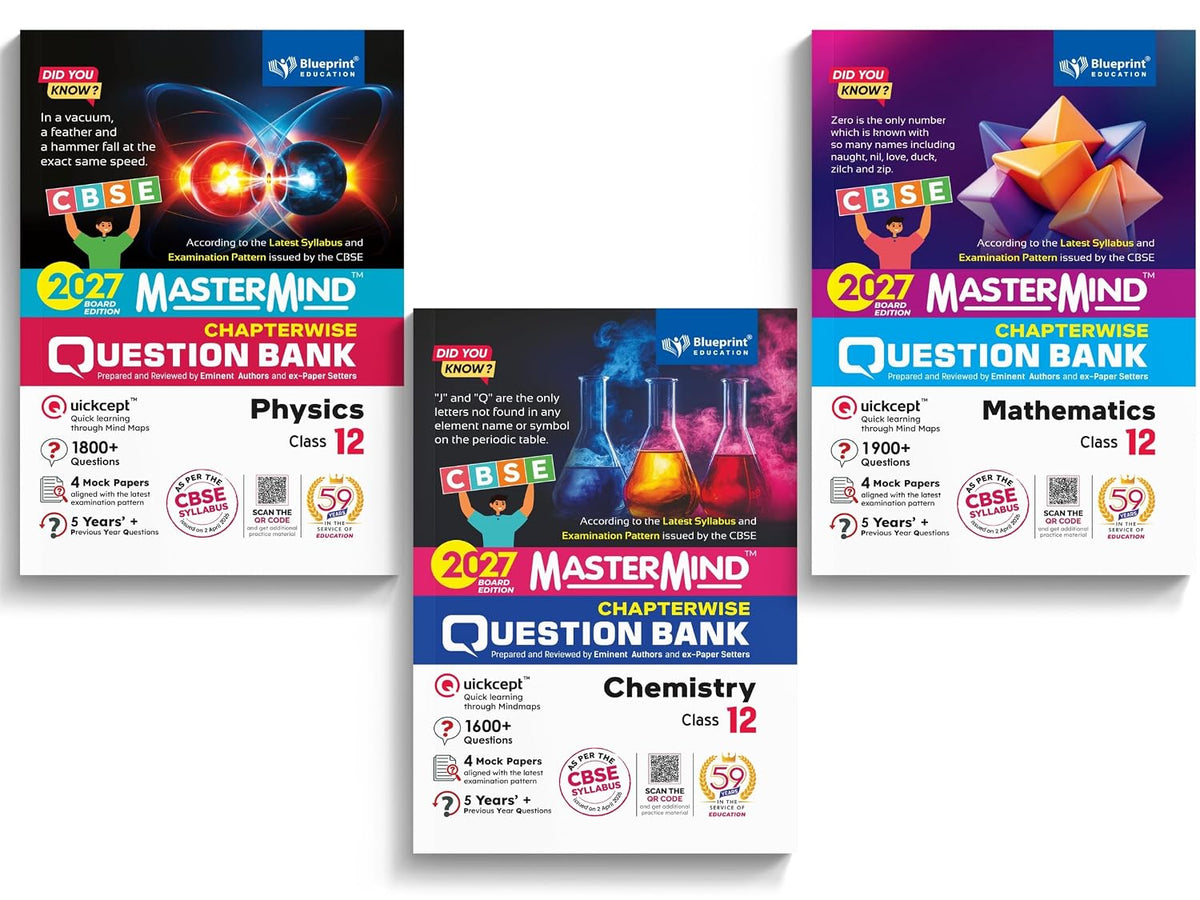 Blueprint - Mastermind Question Bank Class 12 Physics, Chemistry and Mathematics. Set of 3 Books for 2027 Examination - Paperback