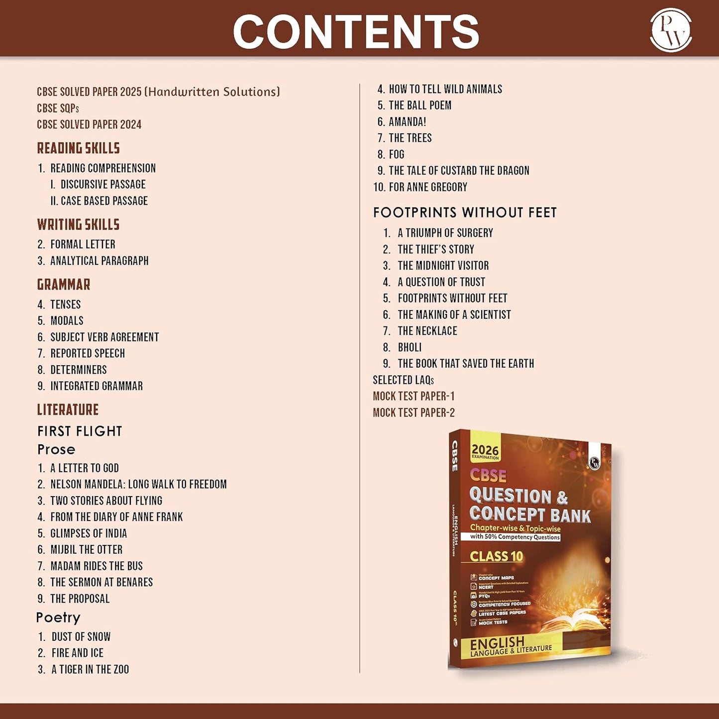 Physics Wallah (PW) CBSE Question & Concept Bank English Language & Literature for Class 10 - Chapterwise & Topic-wise (with 50% Competency Questions) - for 2026 Examinations