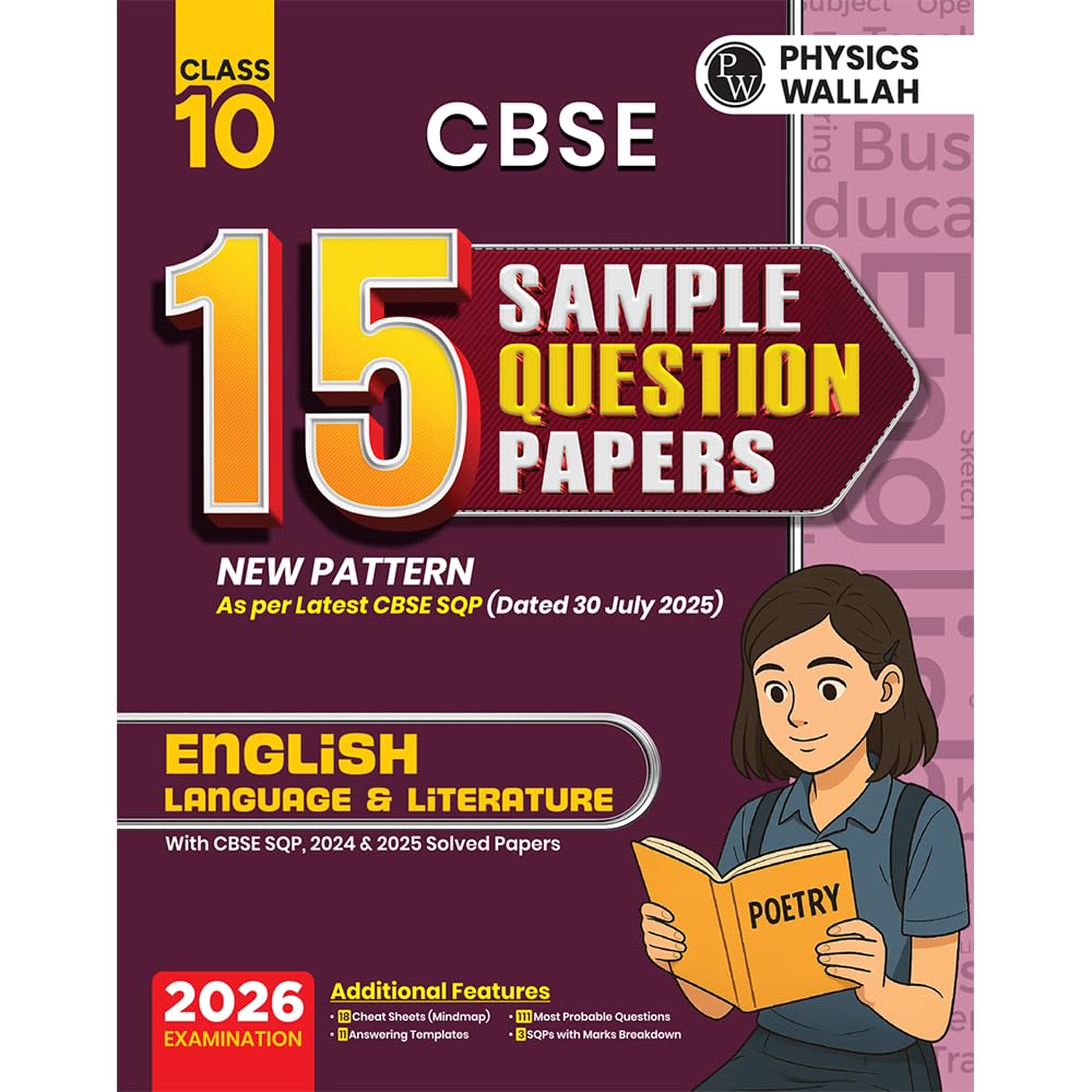 Physics Wallah (PW) CBSE 15 Sample Question Papers English, Science and Math's (Standard) for Class 10 - Set of 3 Books - Latest For 2026 Examination - Paperback