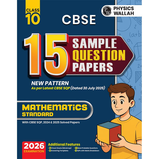 Physics Wallah (PW) CBSE 15 Sample Question Papers Math's (Standard) for Class 10 -  Latest For 2026 Examination - Paperback