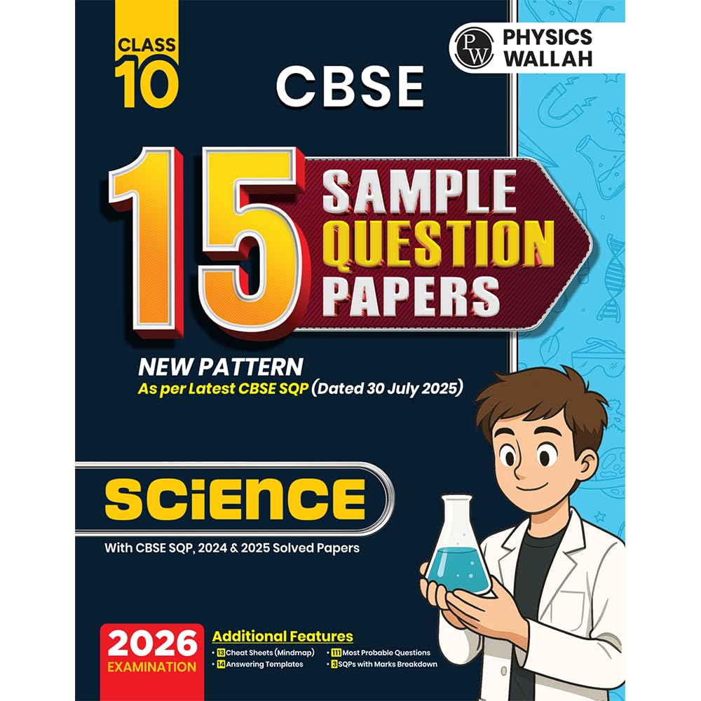 Physics Wallah (PW) CBSE 15 Sample Question Papers English, Science and Math's (Standard) for Class 10 - Set of 3 Books - Latest For 2026 Examination - Paperback