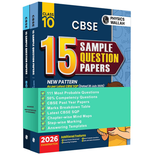 Physics Wallah (PW) CBSE 15 Sample Question Papers Science & Math's (Standard) for Class 10 - Set of 2 Books - Latest For 2026 Examination - Paperback