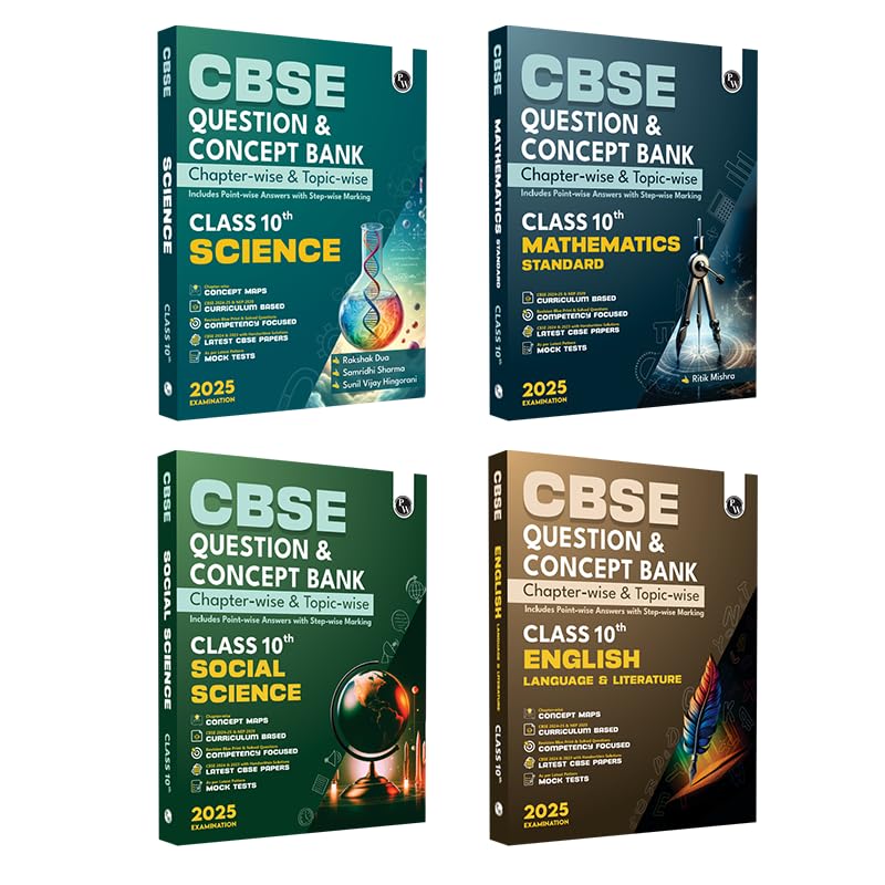 Physics Wallah (PW) CBSE Question Bank Mathematics, Science, Social Science, English Language & Literature For Class 10 (Set of 4 Books) - Latest For 2025 Examination