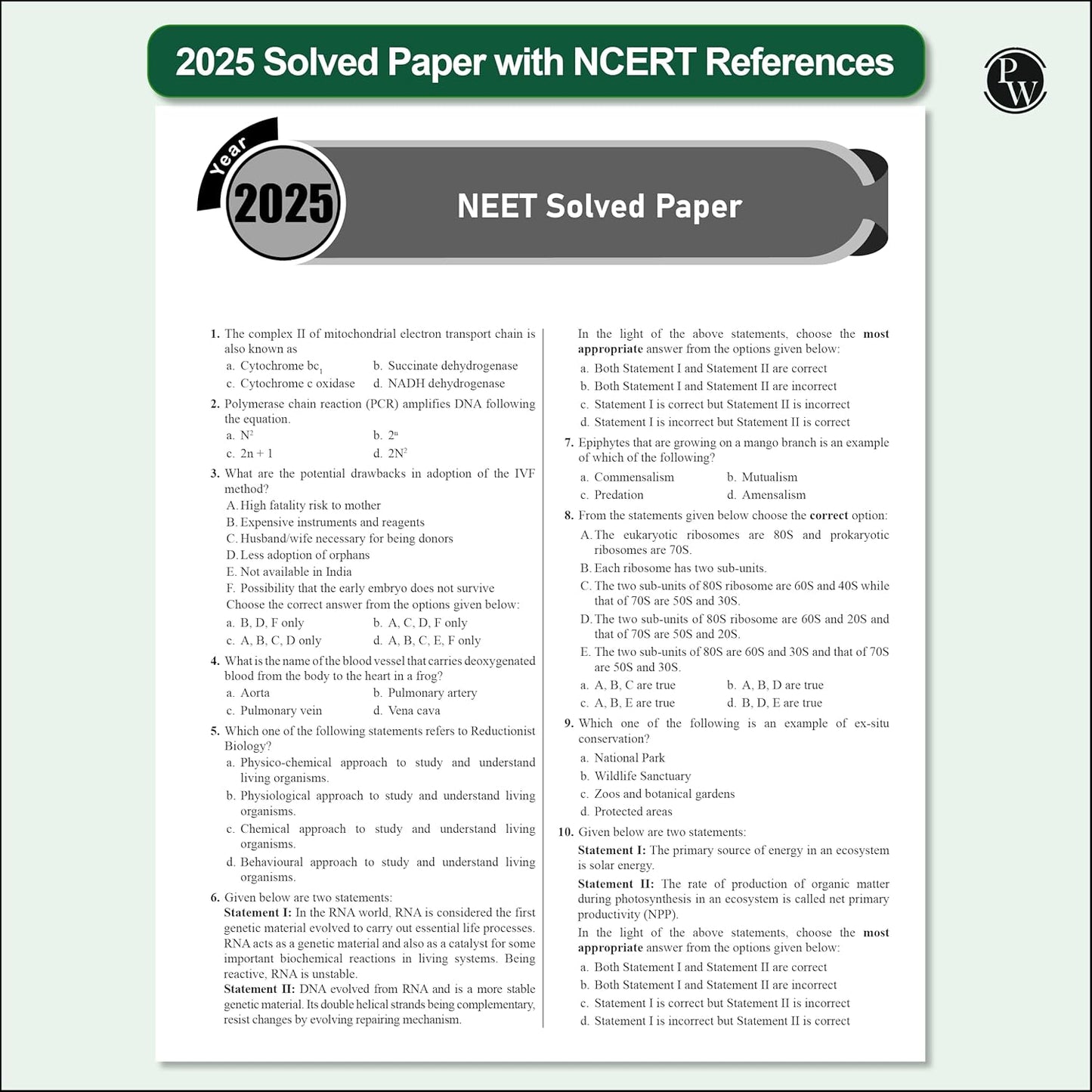 Physics Wallah (PW) 38 Years NEET Previous Year Solved Question Papers Biology (2025 - 1988) Chapterwise Topicwise Solutions For NEET Exam - For 2026 Session