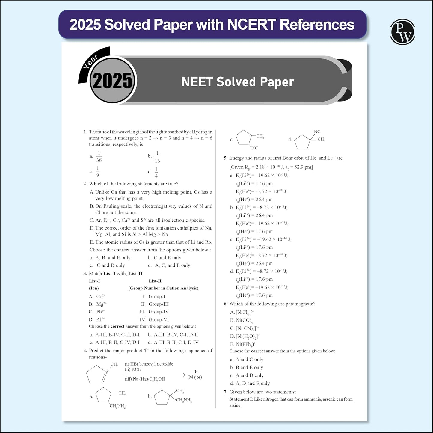 Physics Wallah (PW) 38 Years NEET Previous Year Solved Question Papers Chemistry (2025 - 1988) Chapterwise Topicwise Solutions For NEET Exam - For 2026 Session