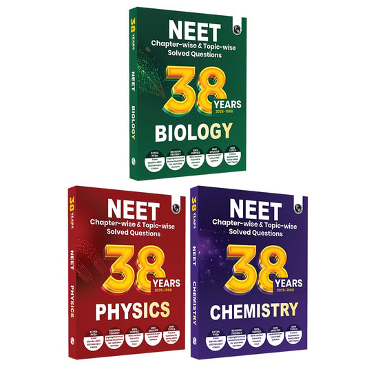 Physics Wallah (PW) 38 Years NEET Previous Year Solved Question Papers Physics, Chemistry and Biology (2025 - 1988) Chapterwise Topicwise Solutions For NEET Exam - Set of 3 Books - For 2026 Session