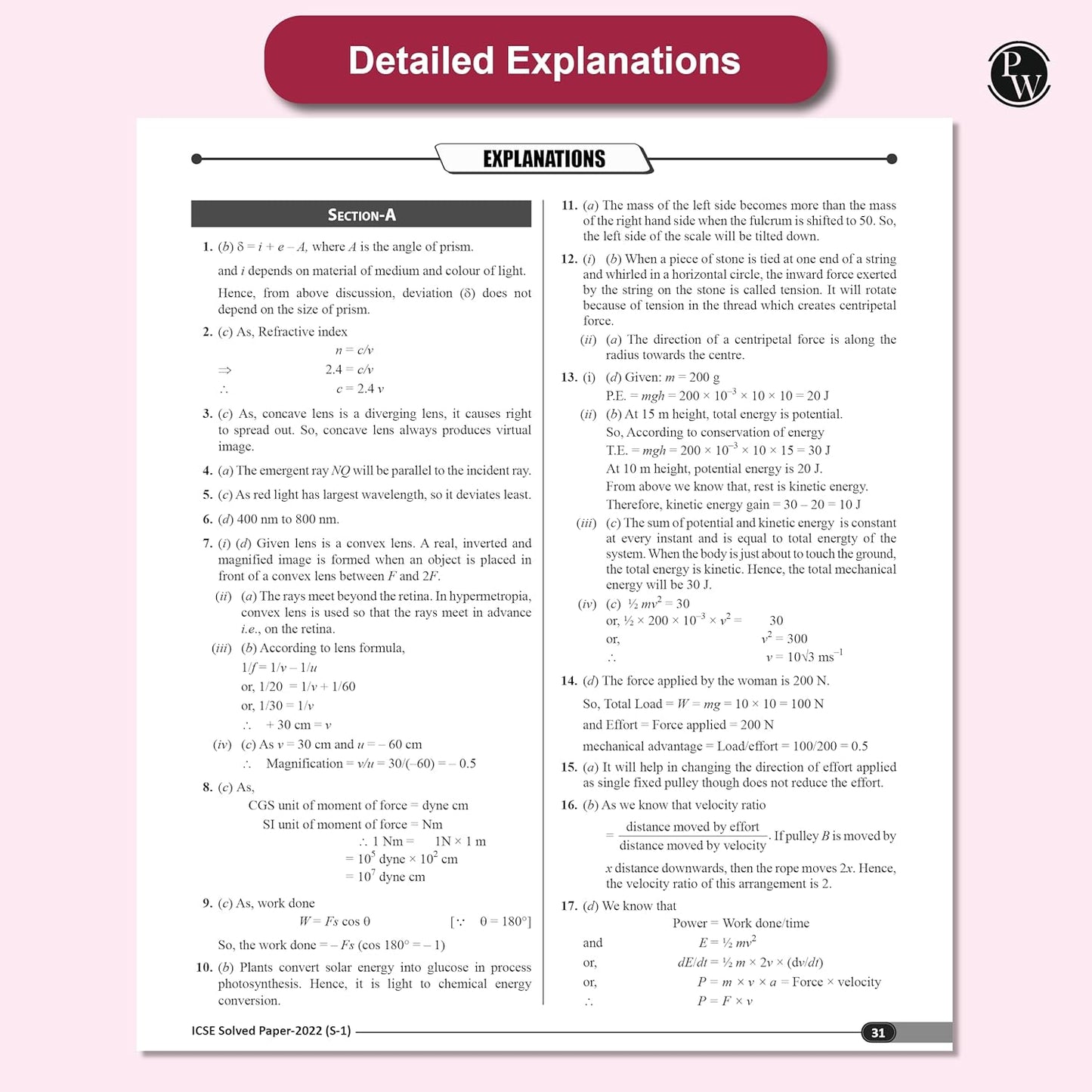 Physics Wallah (PW) ICSE PYQs - Past 10 Years Solved Papers (2025-2015) for Class 10 (Physics, Chemistry, Mathematics, Biology, Economics, History & Civics, Geography, English Paper 1, English Paper 2) - For 2026 Examination