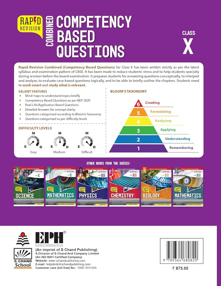 S Chand Rapid Revision Combined Competency Based Questions for Class 10 - Latest Syllabus with 2000+ Questions with Answers (Mathematics + Science + Social Science + English) as per NEP 2000 | MCQs, Assertion Reasoning, Case Based, Short & Long Answers