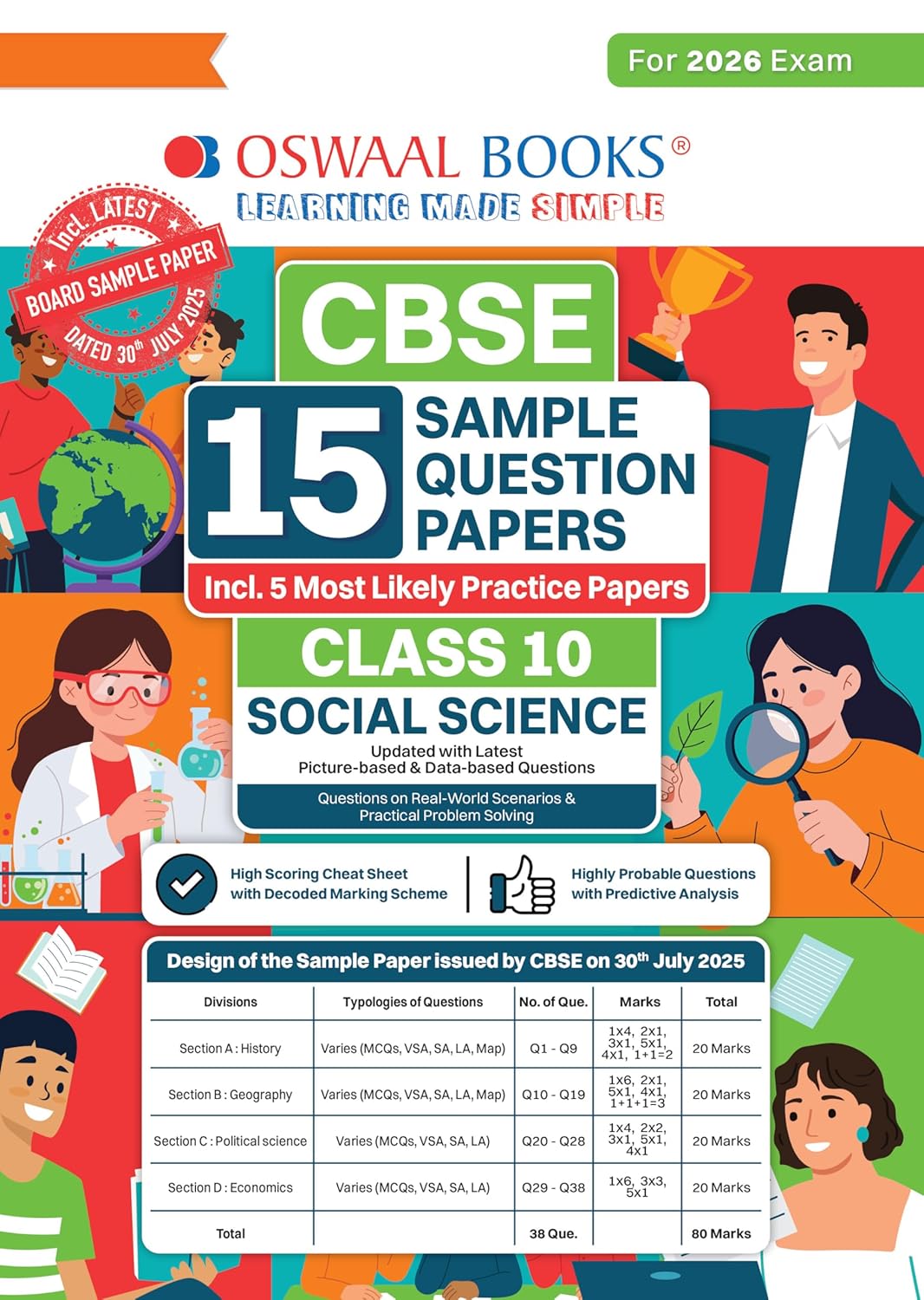 Oswaal CBSE 15 Sample Question Papers Social Science, Science and English Language and Literature For Class 10 (Set of 3 Books) - Latest for 2026 Board Exam's (Latest Edition)