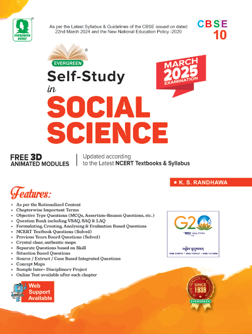 Evergreen CBSE Self Study Social Science Class 10 - Latest for 2025 Examination