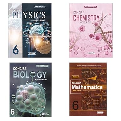 Selina Class 6 Physics, Chemistry, Biology & Math Combo of 4 Books - Latest For 2024-25 Session