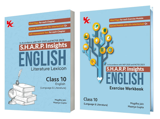 S.H.A.R.P. Insights for CBSE Class 10 English (Language & Literature) Lexicon & Exercise Workbook (Set of 2) - Latest for 2025-26 Session
