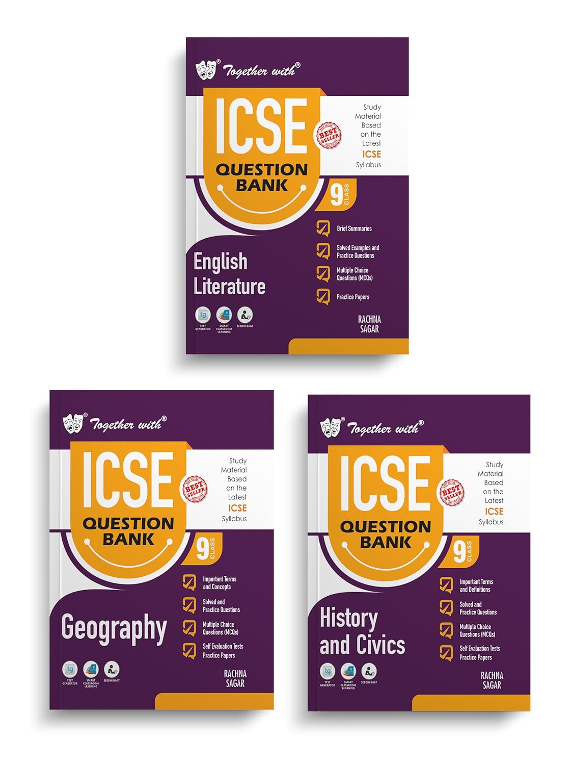 Together With ICSE English Literature, History & Civics and Geography Question Bank Class 9 - Set of 3 Books - Solved & Practice Papers for Exam 2025 (Paperback)