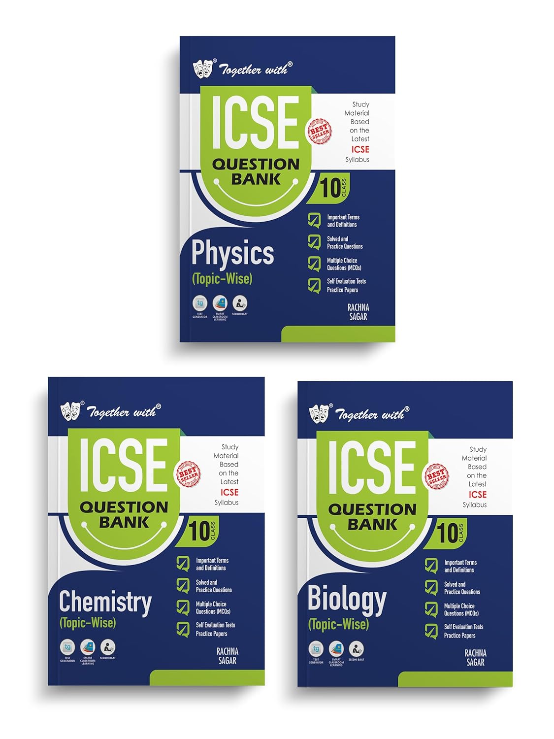 Together With ICSE Physics, Chemistry & Biology Question Bank Class 10 - Set of 3 Books - Solved & Practice Papers for Exam 2025 (Paperback)