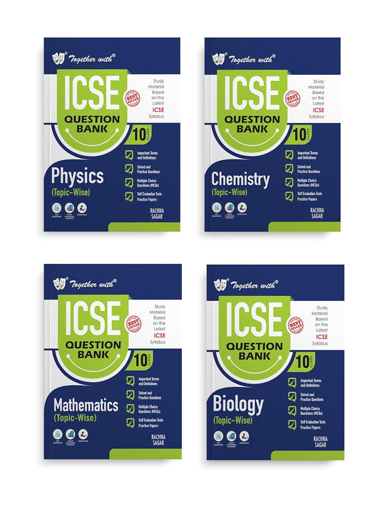 Together With ICSE Physics, Chemistry, Mathematics & Biology Question Bank Class 10 - Set of 4 Books - Solved & Practice Papers for Exam 2025 (Paperback)