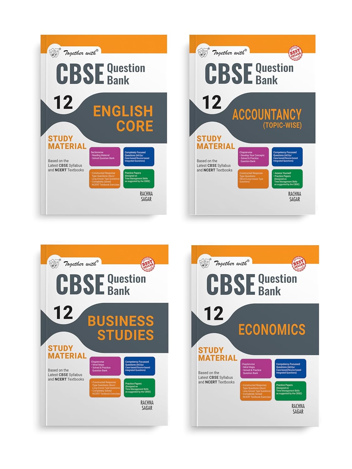 Together With Business Studies, Accountancy, Economics & English Core CBSE Question Bank Class 12 Solved & Practice Papers Exam 2025 (Paperback)