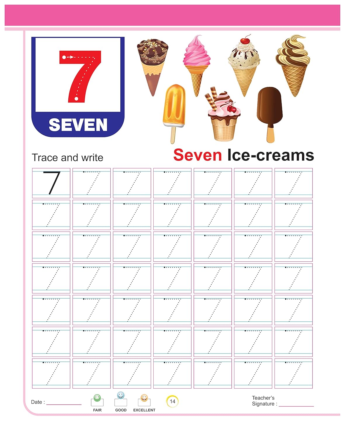 Unique Number Book Writing 1-50 (Book To Practice Numbers & Counting For 2-5 Year Old Children)