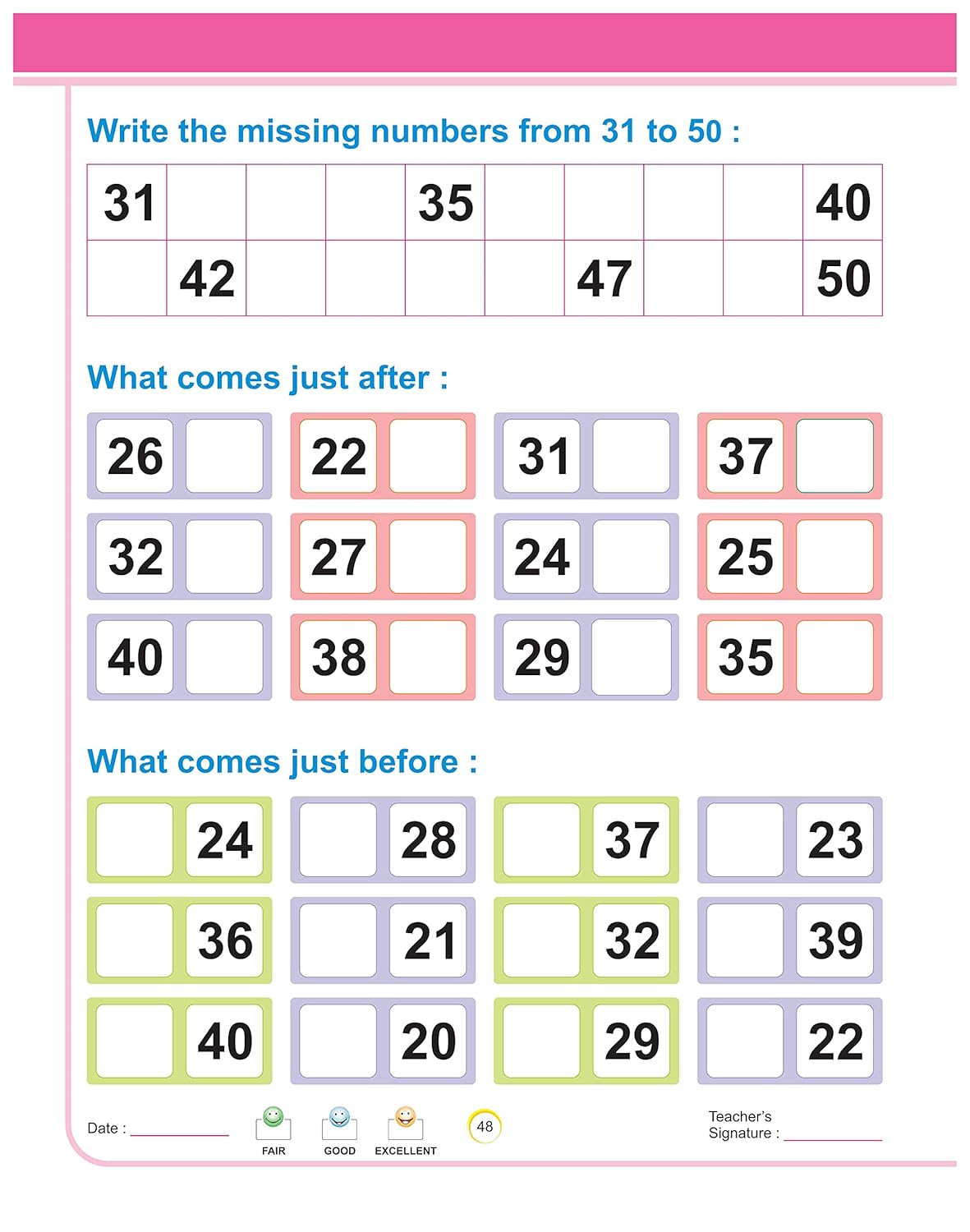 Unique Number Book Writing 1-50 (Book To Practice Numbers & Counting For 2-5 Year Old Children)
