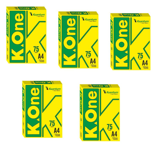 Kuantum A4 Premium Copy Paper (75 GSM) - (Pack of 5 Ream)