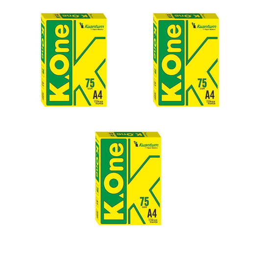 Kuantum A4 Premium Copy Paper (75 GSM) - (Pack of 3 Ream)