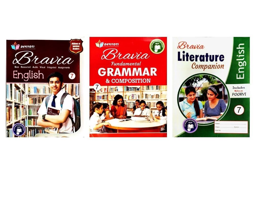 Devjyoti Bravia English Assignments & Fundamental Grammar & Composition (Set of 3 Books) for Class 7 - Latest For 2026 Session. Paperback